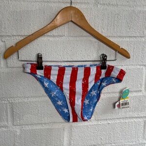 The Bikini Lab American Flag Red, White, and Blue Star Reversible Bikini Bottom